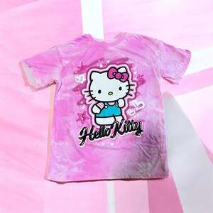 Hello Kitty Sanrio Pink Tie-Dye Graphic Crew Neck T-Shirt